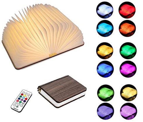 SANOTO Buchlampe in 12 Farben, Buchlampe Faltbar Holz,Buch Night Lampe Book Light Buchlampe Led Leselampe Buch Licht Buchlicht Leselampe, Kann Als Reading Book Light, Bedside Lamp - Nussbaum
