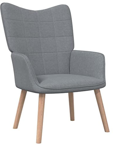 vidaXL Relaxsessel, Sessel mit Stahlrahmen Holzbeinen, Relaxstuhl Polsterstuhl mit Armlehne, Fernsehsessel Polstersessel Wohnzimmer, Modern, Hellgrau Stoff