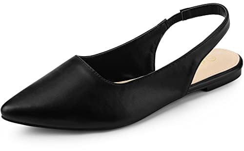 Allegra K Women's Pointed Toe Pumps Slingback Flat Pumps Black 6.5 UK/Label Size 8.5 US