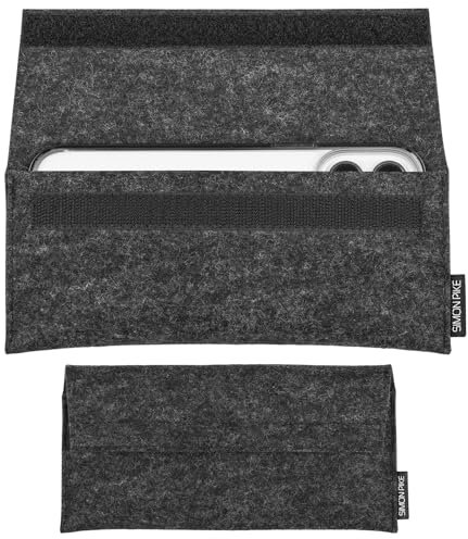 SimonPike Handyhülle passend für Apple iPhone 17 Pro |16 Pro | 15 Pro | 14 Pro | 13 Pro (Gr. G) | New York anthrazit Filztasche aus Wollfilz Handy/Smartphone Tasche