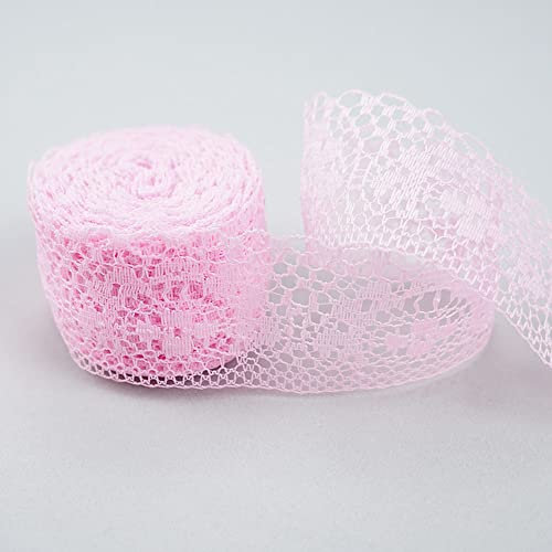 10 M Spitzenbordüre Spitzenband, Breite 4cm Vintage Spitzen Band Geschenkband Dekoband Spitzenborte Zum Basteln Nähen Weihnachten Ostern Hochzeit Geschenkverpackung Tischdeko DIY Handwerk,Rosa