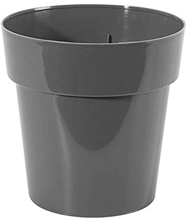 AC – Maceta para Plantas – Aro Ancho - Plástico - Ideal para el Hogar, Plantas, Jardín, Decoración. - Cuidado de Plantas - Forma Redonda – 12 cm – Color Gris Oscuro