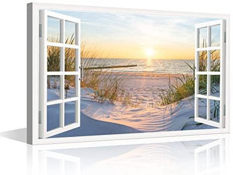 Tela 3D effetto finestra vista finestra paesaggio arte da parete natura selvaggia fotografia opere d'arte per decorazione da parete per soggiorno, stampe incorniciate pronte da appendere, 30x20 cm