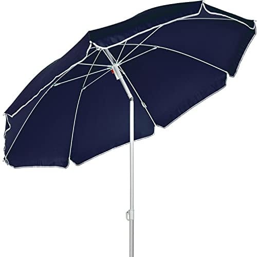 STILISTA Parasol - 160cm, avec Sac Transport, UV 30, Piquet Terre, Angle Inclinaison et Hauteur Réglables, Bleu - Ombrelle Plage, Abri de Soleil, Tente Solaire