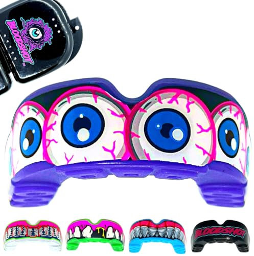 BLOODSHOT Protège-dents | Tous les sports de contact | Rugby BJJ Hockey Boxe | Ajustement personnalisé facile | Étui de transport inclus | Adulte Homme Femme | Jeunes Enfants Juniors Garçons Filles |