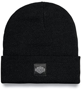 HARLEY-DAVIDSON Bar & Shield Logo Mütze Schwarz Winter Feinstrick Beanie Biker Wintermütze Motorrad Kopfbedeckung