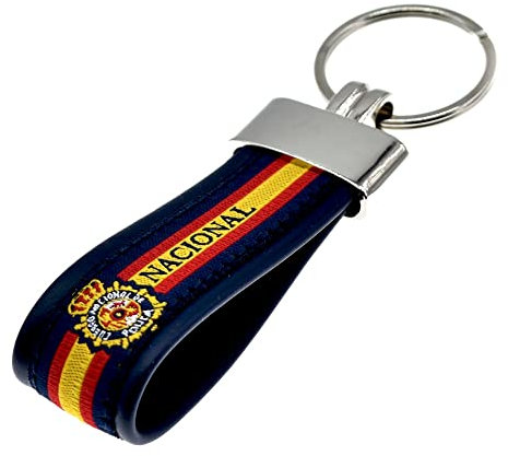 BDM Llavero policia Nacional españa, Llavero de Piel Color Azul del Cuerpo Nacional de policia, CNP, comisaria española