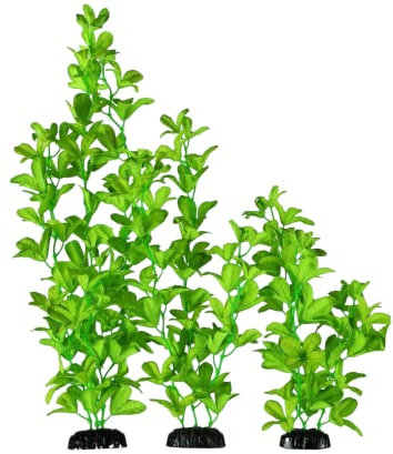 Finest-Filters Aquarium Plants Fish Tank Decorations Bright Green, Large Plastic Plants For Fish Tank Decorations and Plant Decoration Decor (30cm Green Silk)