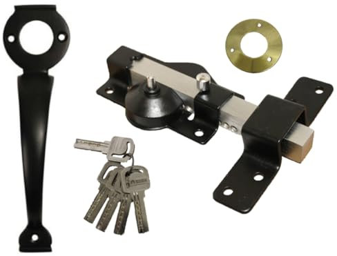 SECURITY 50 /70mm Long Throw Bolt Gate Lock Garage SHED Single 5 Keys AND HANDLE (70 mm)