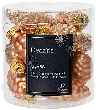 Christbaumschmuck Zapfen Glas 6cm x 12 Stück Weihnachtskugeln Christbaumkugeln Prickelndrosa