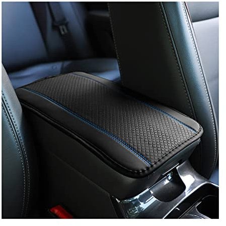 CGEAMDY Car Armrest Storage Box Mat, Fiber Leather Car Center Console Cover, Car Armrest Seat Box Cover Accessories Interior Protection for Most Vehicle, SUV, Truck, Car (Black Blue)