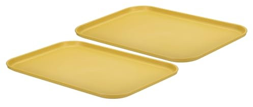 PATIKIL Vassoio di Plastica per Servire Cibo Veloce Riutilizzabile, 2pz 15 x 10,6 Piatto Portata Rettangolare Riutilizzabile per Caffetteria Ristorante Cucina Feste, Giallo