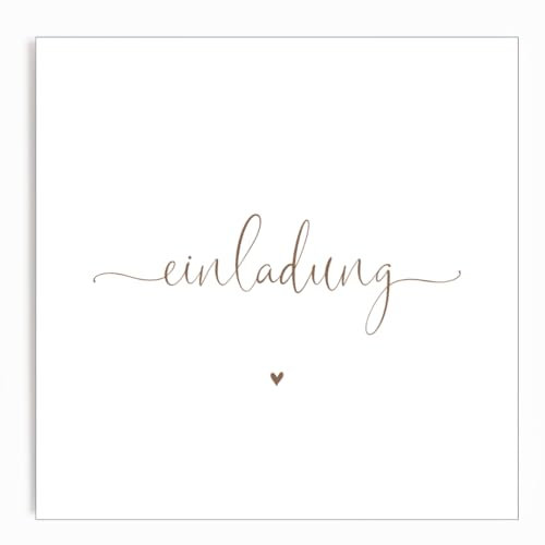 fabelie Design Einladungskarten Hochzeit gold Hochzeitseinladungen klassisch quadratisch mit Umschlägen Naturpapier (50 Stück)