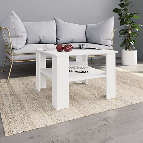 ADWOA Couchtisch Weiß 60x60x42 cm Holzwerkstoff Beistelltisch Holz Couchtisch Baumstamm