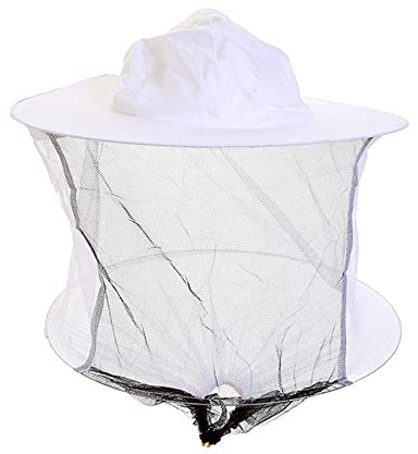 DIXIOUJAI 1 Stück weißer Bienenhut, weißer Bienenhut, Imkerhut, Doppeldrahthut, Bienenausrüstung, Bienenzucht, weißer Bienenhut und Schleier aus Baumwolle mit Klappverschluss