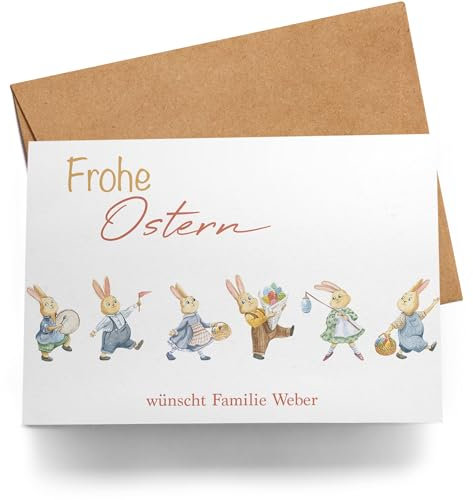Kiddle-Design Personalisierte Osterkarte mit Namen & Text – Ostermotiv Hase Klappkarte für Ostergrüße Karte zu Ostern Oster Grußkarte