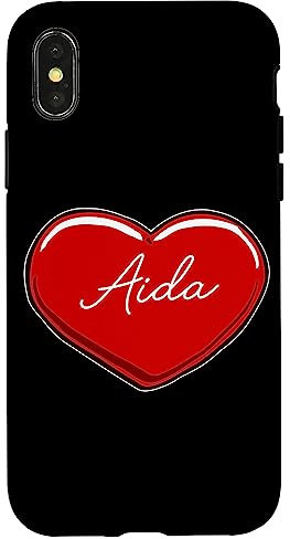 Hülle für iPhone X/XS Handgezeichnetes Herz Aida - Vornamen Herzen I Love Aida