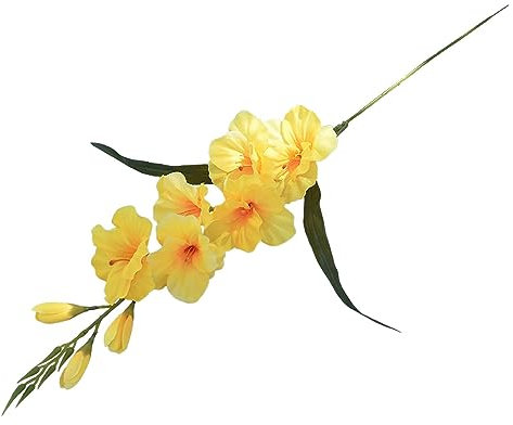 MagiDeal Künstliche Gladiolenblume, künstliche Blumenverzierung, Blumenarrangement, DIY-Geschenk, Hochzeitsblume mit Stiel, für Garten, Zuhause, GELB