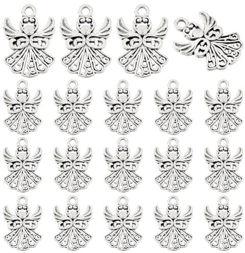 PH PandaHall 80 Stück Engel Charm Anhänger Im Tibetischen Stil Feen Engel Anhänger Großpackung Antike Silberne Engelsperlen Charms Für Armbänder Halsketten Schmuckherstellung Schlüsselanhänger Basteln