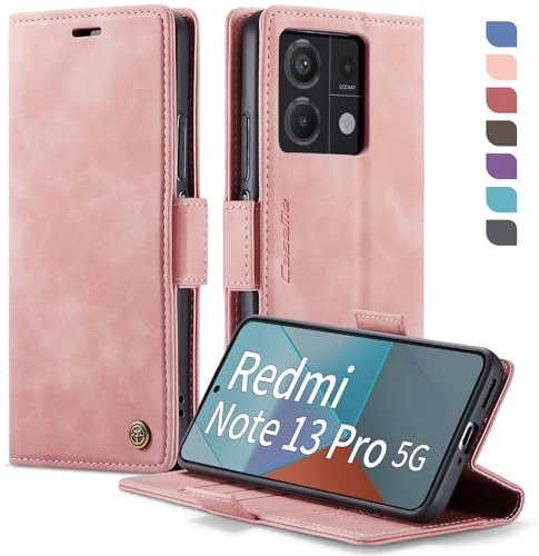 XYGLOW Coque pour Xiaomi Redmi Note 13 Pro 5G Etui Housse【RFID Blocage】 Premium en Cuir PU Pochette de Portefeuille Fermeture Magnetique Flip Case Rabat Clapet pour Redmi Note 13 Pro 5G,Rose