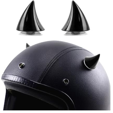CGEAMDY 2 Stück Motorradhelm Hörner, Gummi Motorradhelm Hörner Dekoration, Motorradzubehör Fahrradhelm Hörner Dekoration Mit Saugnäpfen, Helmdekoration(Schwarz)