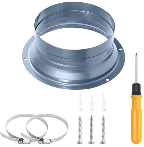 Laitejituan 150mm Wandflansch für Klima Lüftungssystem Wandflansch Verbinder Metall mit Schlauchschellen und Schrauben Aufschweissflansch Wand Flansch für Abluftschlauch, Klimaanlage, Lüftungssystem