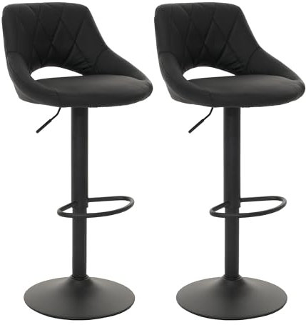 2er-Set Barhocker HWC-N64, Barstuhl Tresenhocker, Fußablage drehbar, Kunstleder Metall - schwarz