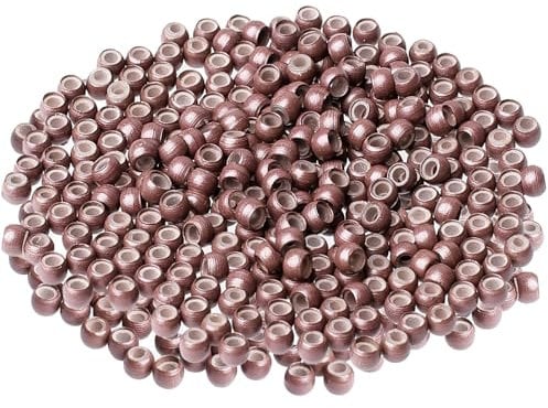 300 Pcs Nano Rings Silicone Lined 3mm Brown Nano Beads Hair Extensions Silicone Lined Nano Beads Silicone Lined Smaller Than Micro Beads Micro Rings Hair Extensions Beads for Nano Hair Extensions