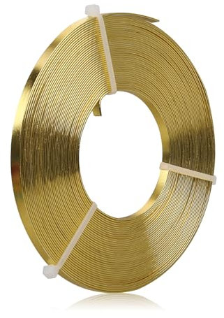 Filo piatto di alluminio – 5 x 1 mm – 10 metri di larghezza filo piatto per gioielli fai da te, sculture, scaffali, creazione di gioielli, oro