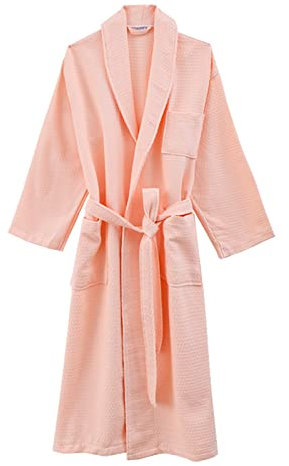 Damen Hotel Spa Bademantel Weiche Baumwolle Morgenmantel für Damen Luxuriöser Bademantel für Spa und Lounge Bequemer Hotelmantel mit Bindebund Plüsch und Saugfähiger Bademantel Premium Damen Spa Robe,