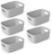 Vencier Plastic Storage Baskets 5 Pack | Compact Storage Containers | Small Storage Boxes with Durable Handles | Multi-Use Baskets for Bathroom, Kitchen, Bedroom (Grey)