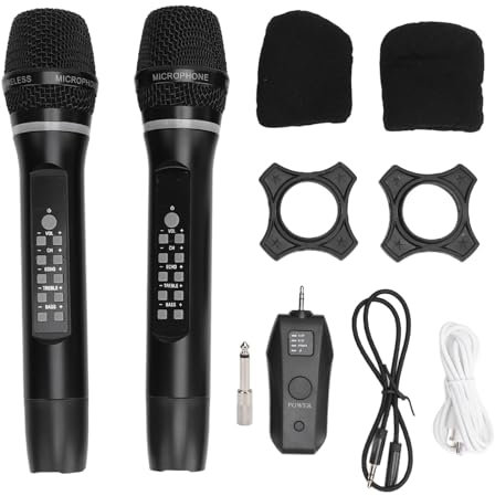 Wireless Blue Tooth Microphone, Professional Dual Handheld Cordless Dynamic Mic Wireless Blue Tooth Microphone for Home Amplifier Karaoke Wedding Party
