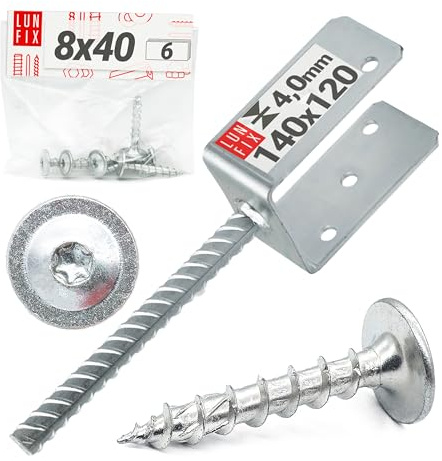 U-Pfostenträger 140x120 mm mit Ø11 mm Betonanker, feuerverzinkt, inkl. 6x Schrauben 8x40 mm – Pfostenträger zum Einbetonieren, Balkenschuh, U-Profil Pfostenanker, Lun Fix