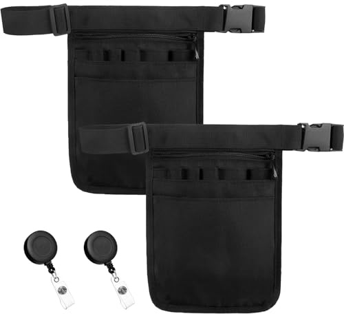 Solivive 2 Stück Kellnertasche mit Gürtel,Mehrschichtig Krankenschwester Tasche,Werkzeugaufbewahrung Gürteltasche,Geeignet für Krankenschwestern,Tierärzte,Gärtner,Kellner/Kellnerinnen Unisex