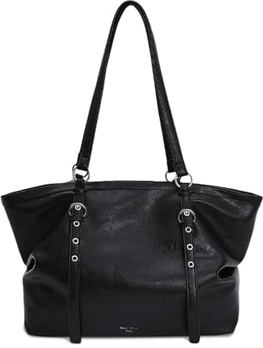 Mabecol Shopper Tasche Damen Groß, PU Leder Schultertasche, Tote Bag | Elegante Handtasche Mit Reißverschluss, Business Tasche Für Arbeit, Reisen, Shopping Und Alltag, Geräumiges Design Schwarz