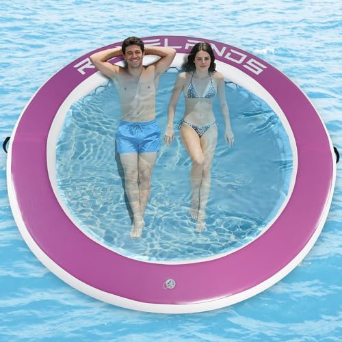 ROMELANDS Hamaca hinchable de 245 cm, anillo de natación redondo como plataforma flotante para fiestas de verano, plataforma de natación para lagos, piscinas y el mar