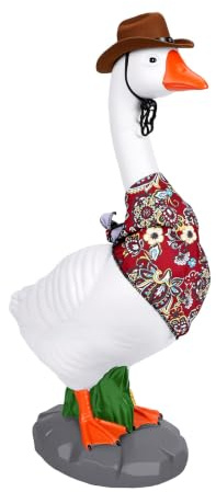 TIKATARER Adjustable Goose Statue, Porch Sculpture with Removable Hat Scarf