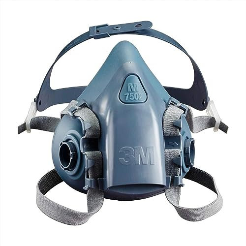 3M 7503 Large Silicone Ultimate Half Mask 7500 Series Reusable Respirator with Cool Flow Exhalation Valve, 4 Point Harness and Bayonet Connection, English, Plastic, 5.8 x 10 x 7