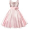 Discoball Abito da Principessa (Paillettes Tulle Fiore) in Pizzo senza Maniche per Matrimonio, Festa di Compleanno, Concorso, Damigella d'Onore per Bimba (10-11 Anni, Rosa)