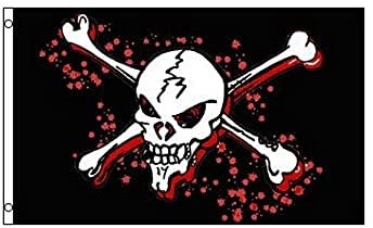 AZ FLAG - Flagge Pirat Mit Blut - 150x90 cm - Piraten Totenkopf Fahne 100% Polyester mit Messing-Ösen - 110g