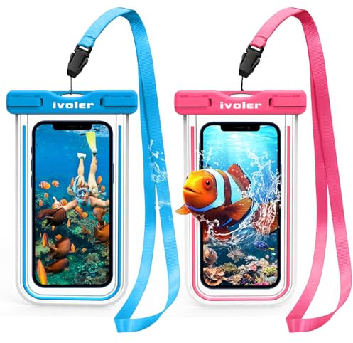 ivoler [Confezione da 2 Custodia impermeabile per telefono [certificata IPX8] custodia/custodia/custodia impermeabile smartphone universale borsa protettiva per iPhone, Samsung, Huawei, fino a 6,7