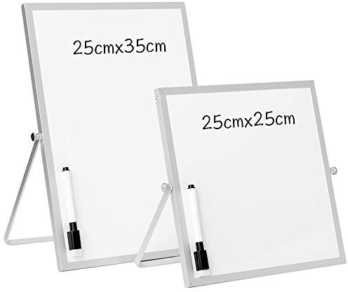 DOEWORKS Kleines Magnetisches Whiteboard, Schreibtisch-Whiteboard, Tragbar Trocken Abwischbar Magnettafel, Erinnerungstafel für Zuhause Schule Büro, 25 x 25 cm