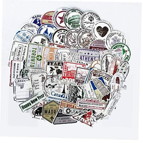 Visa Stempel Seal Stamp Land Stadt-Form-Aufkleber Für Pad Telefon-Kasten Auto Skateboard Helm Fahrrad Koffer Spielzeug 60pcs / Pack