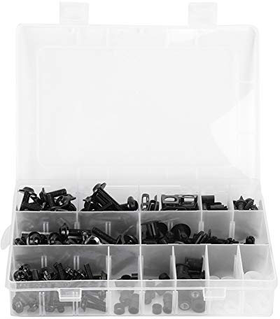 Accesorios de moto, 223 piezas de pernos de carenado de motocicleta, tornillos de parabrisas, tuercas, accesorios de carrocería de motocicleta(Negro)