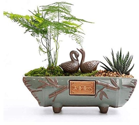 DWhui Pots de Fleurs Bonsai Pot Plante Verte Kiln Pots Céramique Creative Style Chinois Wen Grand Bambou charnue Violet Sable Vintage Pierre Pot