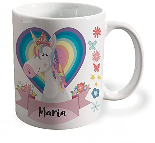 Bee Ingenious Taza unicornio personalizada con nombre.Regalos Niños y Niñas Personalizado.Tazas unicornio para niñas. (Rosa)