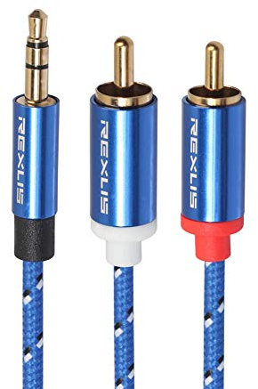 Qingchu Cable de audio auxiliar de 3,5 mm macho a 2 RCA macho para amplificador de teléfono Edifer (1,8 m)