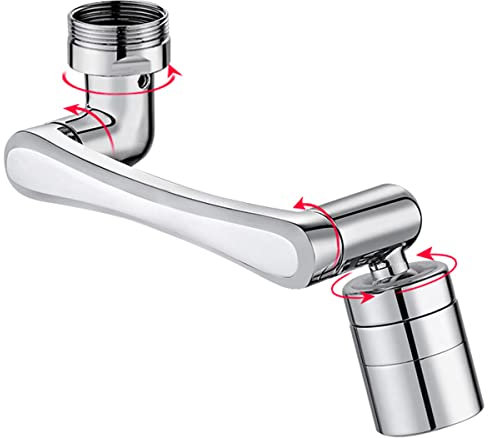 Aerateur pour Robinet 2 en 1 Filtre Anti-éclaboussures Universel, Robinet Rotatif à 1440° Salle de Bain, 2 Modes Réglable Rotation Robinet de Cuisine, Adaptateur de Bec de Robinet Economiseur D'eau