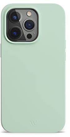 WIIUKA Hülle für iPhone 14 Pro, Softtouch Silikon, Recycelter Kunststoff, extra schlank - Silikonhülle, Premium Handyhülle, Case, Qi, Mint Grün