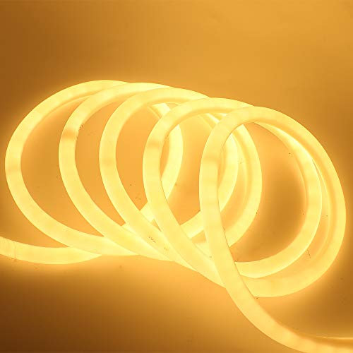 KISUFU 220V Neon LED Streifen,3m LED Lichtschlauch Außen, LED Band Silikon IP65 Wasserdicht 3000K Schneidbar Flexibel Neonlicht für Schlafzimmer, Party, Zuhause, Küche,Weihnachten,Dekoration, Bar etc